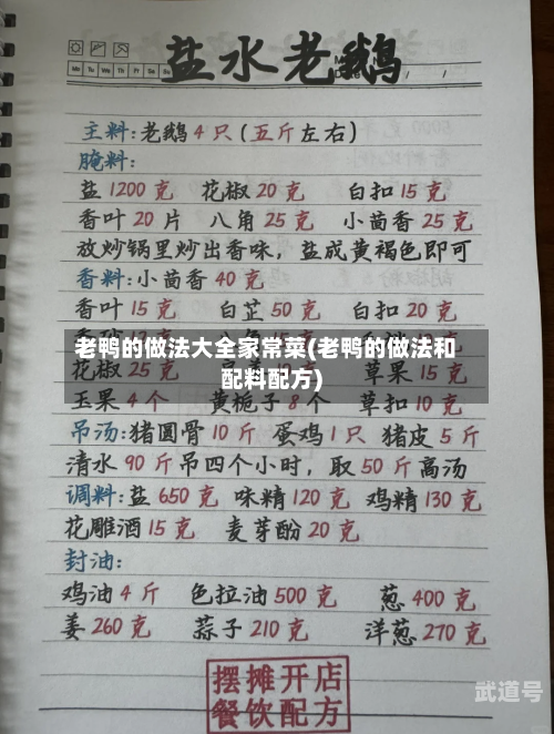 老鸭的做法大全家常菜(老鸭的做法和配料配方)