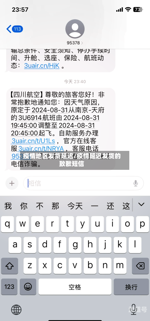 疫情地区发货延迟/疫情延迟发货的致歉短信