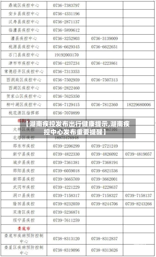 【湖南疾控发布出行健康提示,湖南疾控中心发布重要提醒】