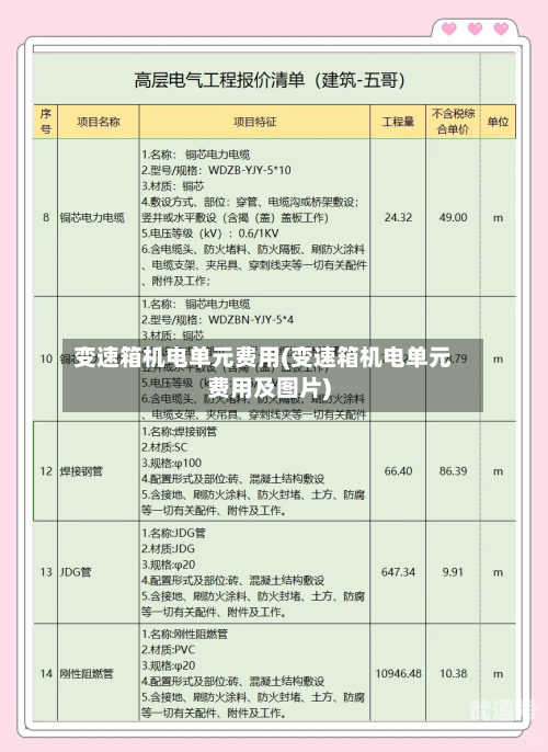 变速箱机电单元费用(变速箱机电单元费用及图片)