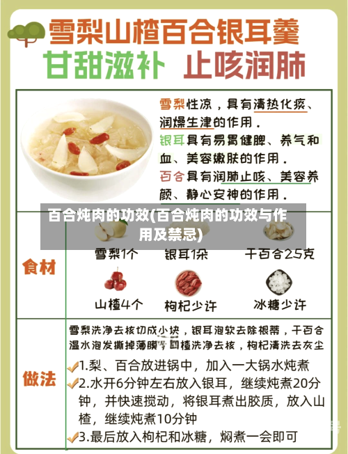 百合炖肉的功效(百合炖肉的功效与作用及禁忌)